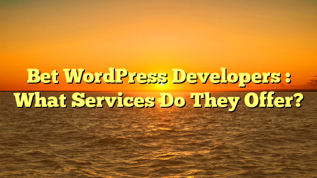 Bet WordPress Developers : What Services Do They Offer?